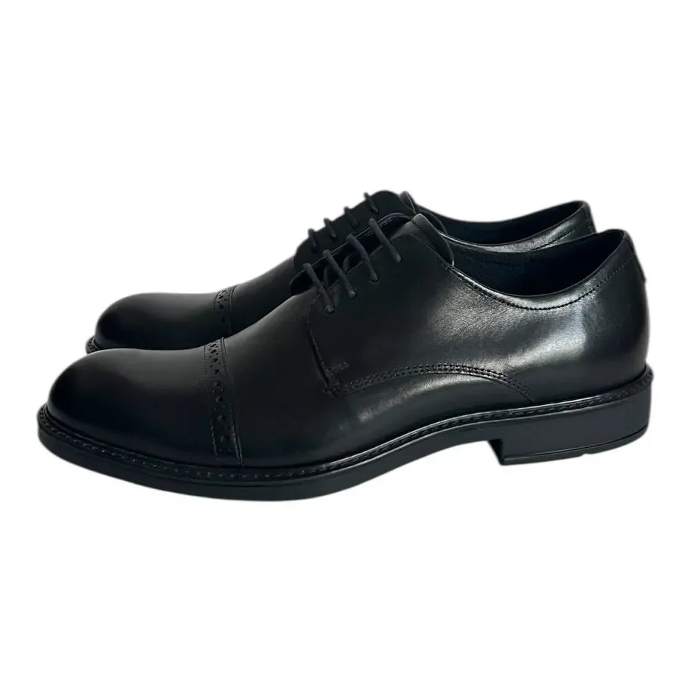 Ecco Vitrus III Cap Toe Oxford Black Leather Shoes Men Size 42 EU
